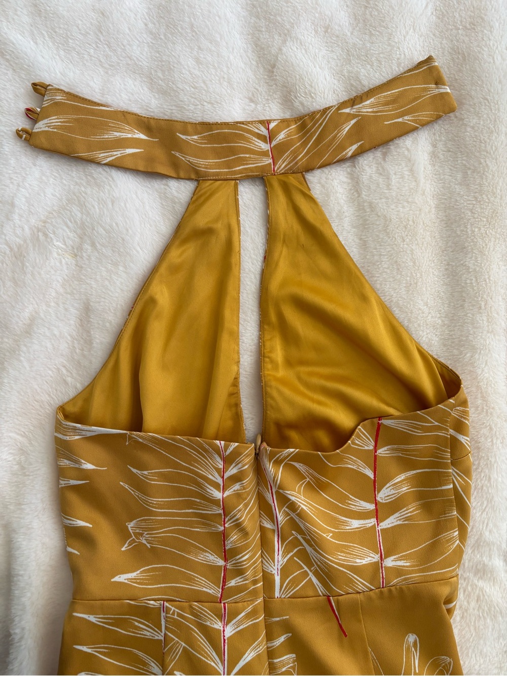 Camila Coelho Mustard Yellow Halter Mini Dress with Asymmetric Sash - Picture 8 of 11